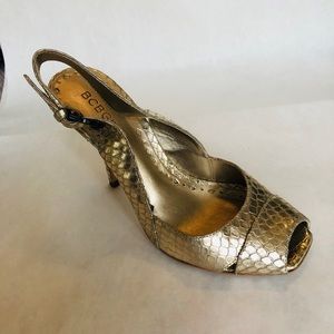 BCBGirls Gold Slingback Peeptoe
